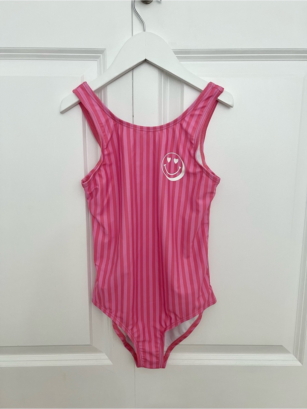 Pink Striped Girls' One-Piece Swimsuit 7-8y